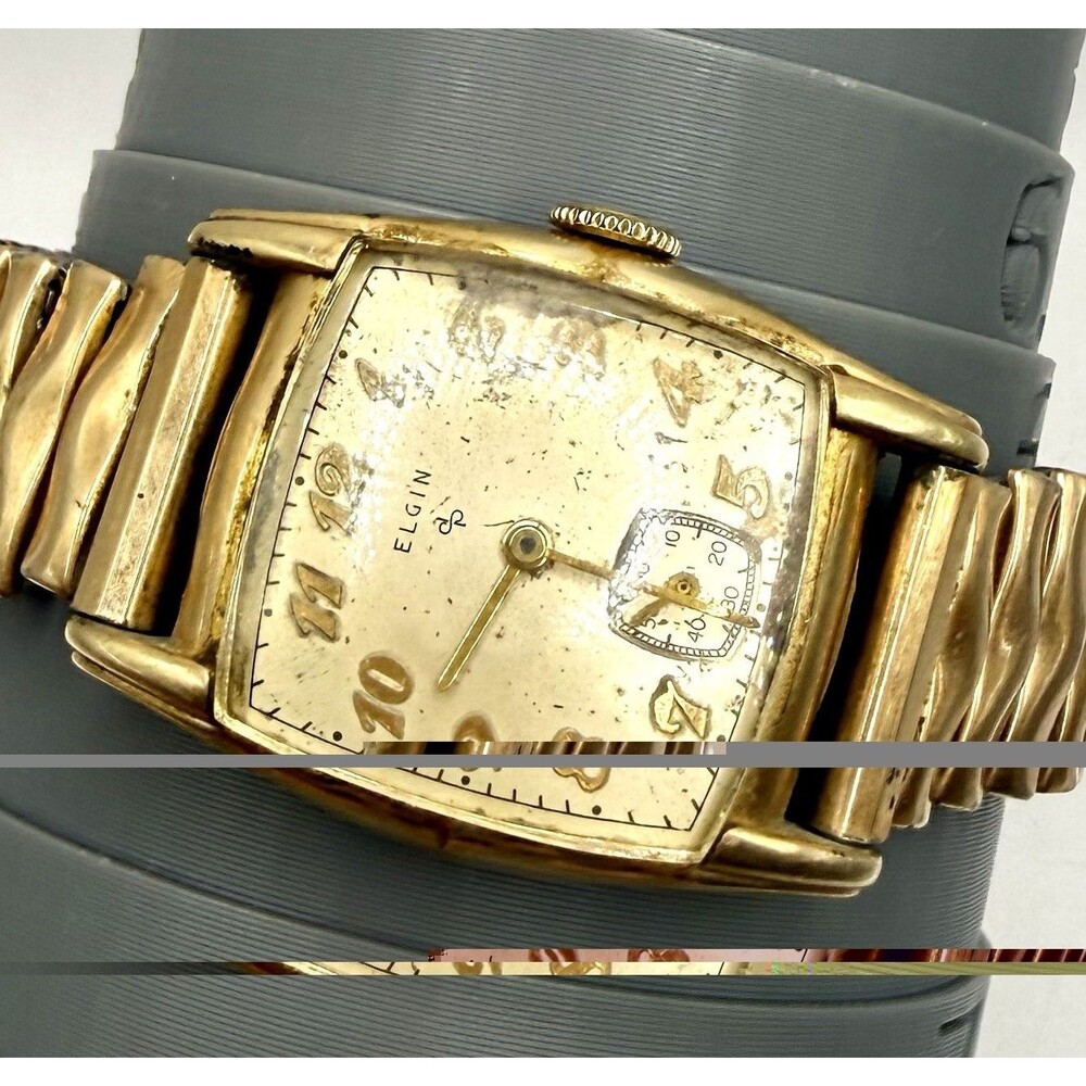 Vintage 1950’s Elgin Mens 10K RGP Watch Kreisler 1/20 GF Expansion Band Bracelet